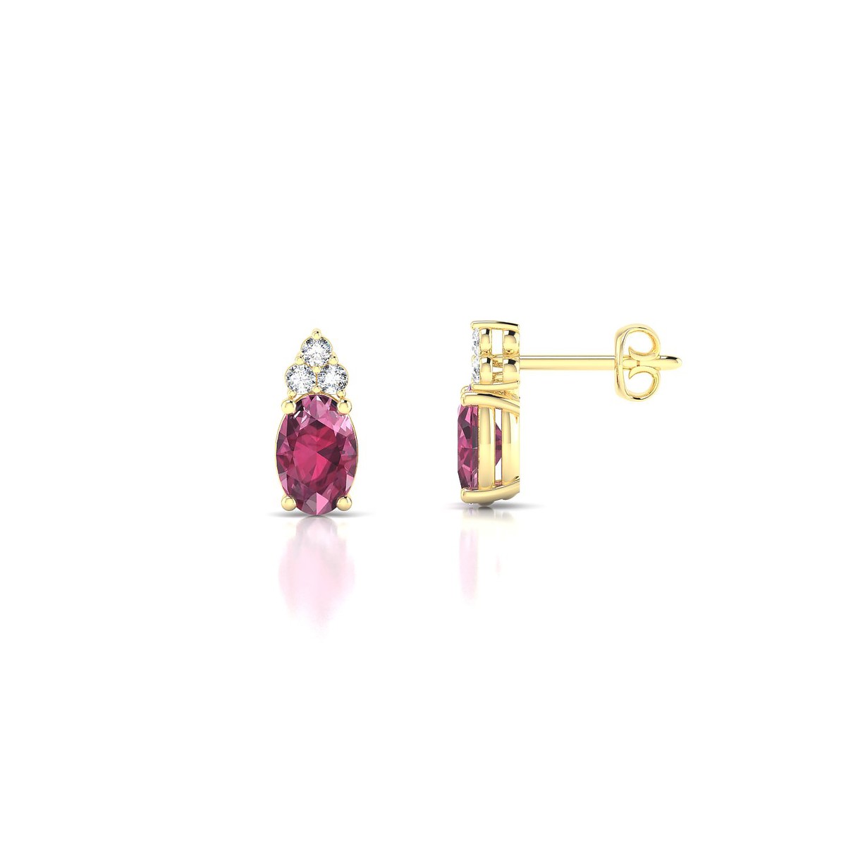Mirage | 18k Yellow Gold 6 x 4 mm Oval Rhodolite Earrings