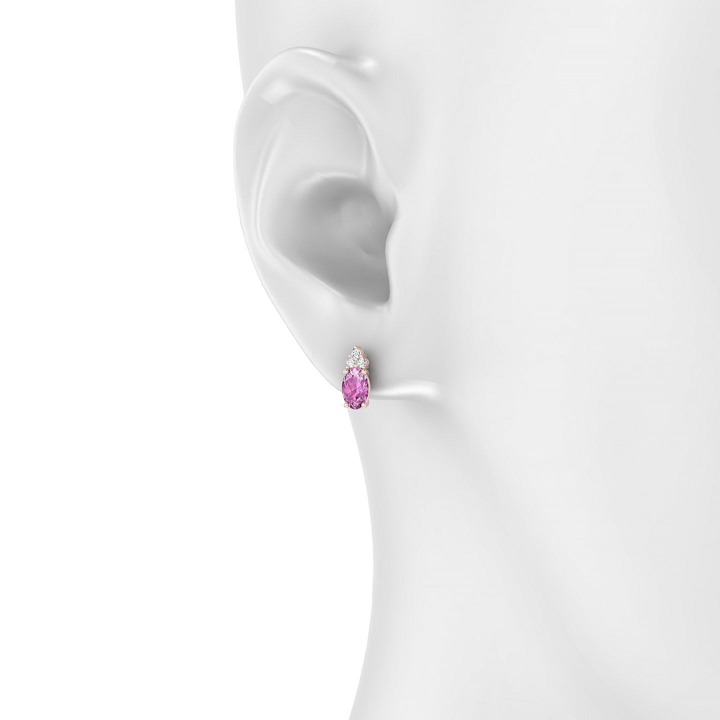 Mirage | 18k Rose Gold 6 x 4 mm Oval Pink Sapphire Earrings