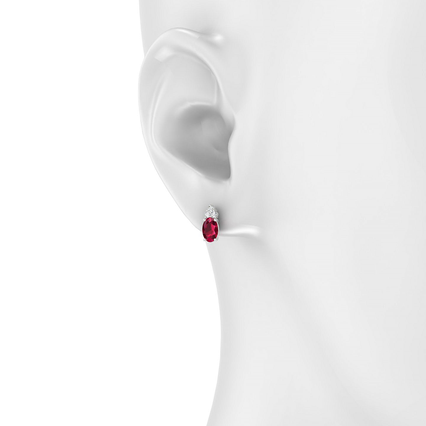 Mirage | 18k White Gold 6 x 4 mm Oval Ruby Earrings