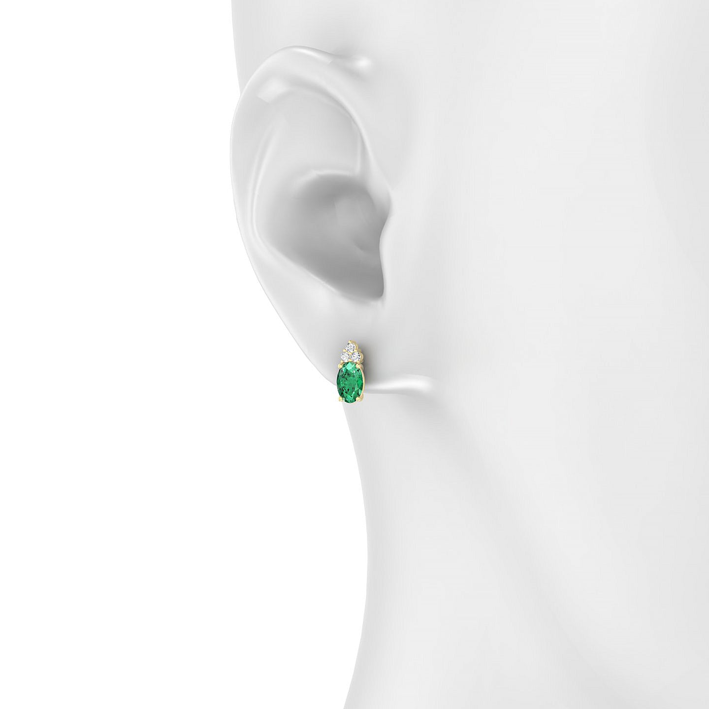 Mirage | 18k Yellow Gold 6 x 4 mm Oval Emerald Earrings