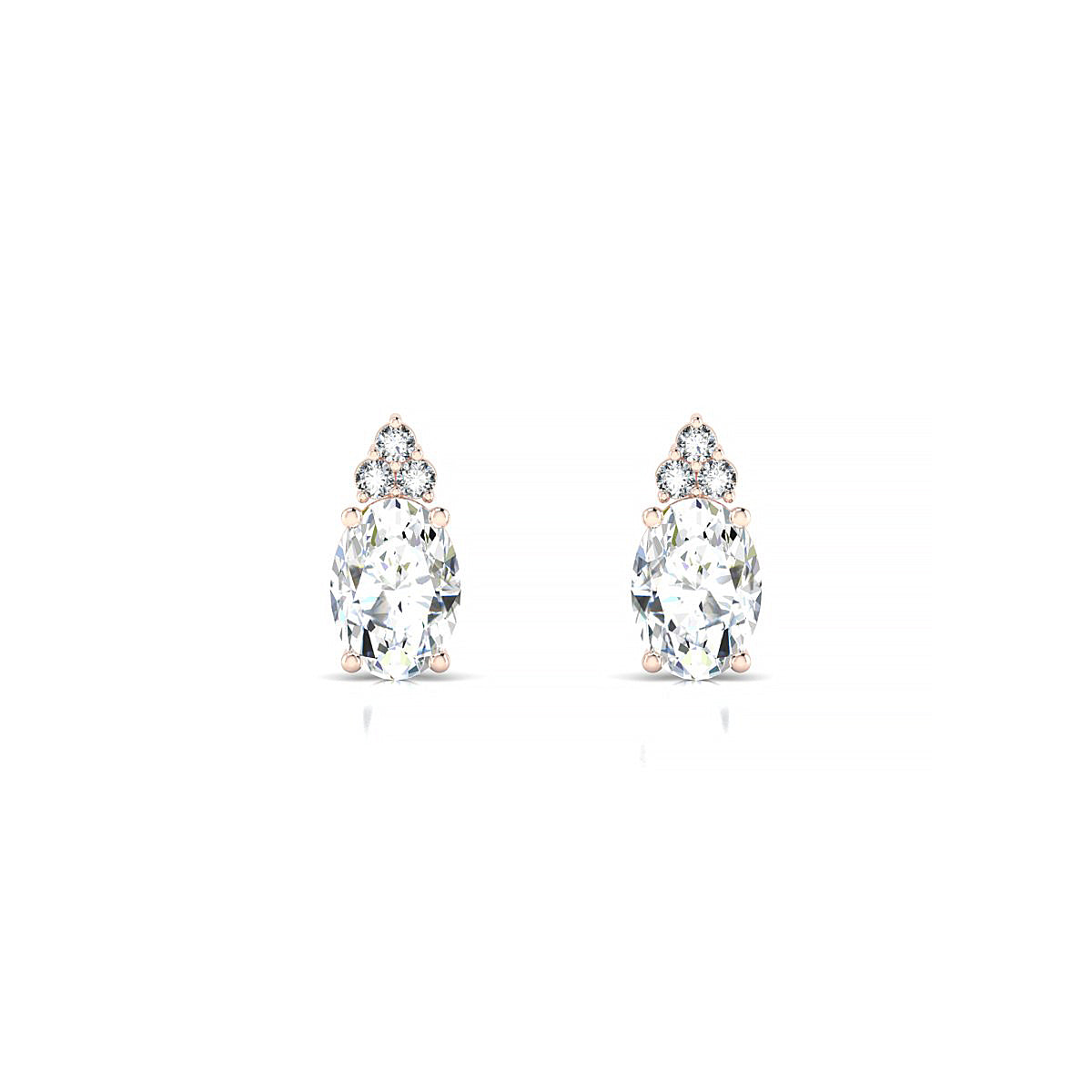 Mirage | 18k Rose Gold 7 x 5 mm Oval Diamond Earrings