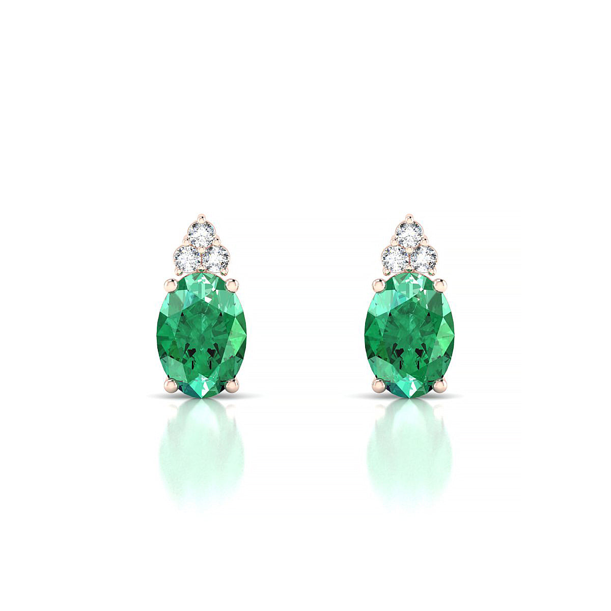 Mirage | 18k Rose Gold 7 x 5 mm Oval Emerald Earrings