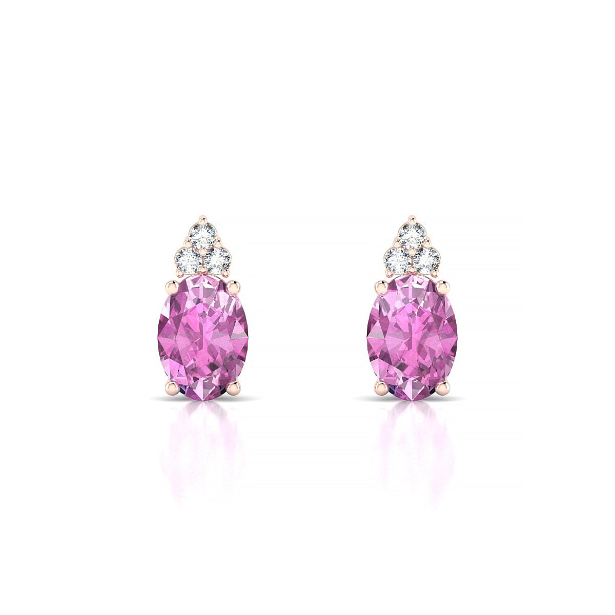 Mirage | 18k Rose Gold 7 x 5 mm Oval Pink Sapphire Earrings