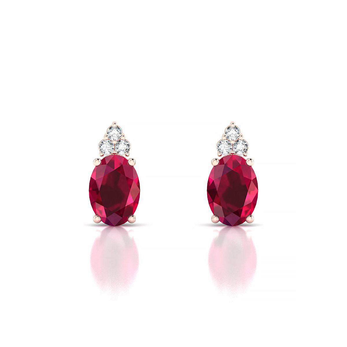 Mirage | 18k Rose Gold 7 x 5 mm Oval Ruby Earrings