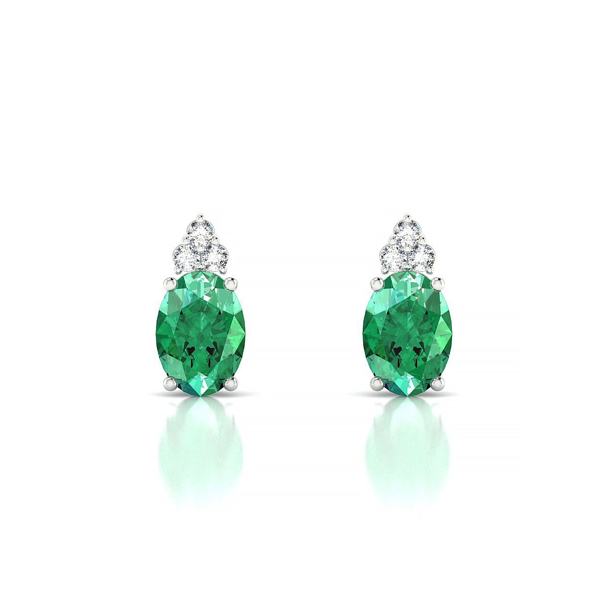Mirage | 18k White Gold 7 x 5 mm Oval Emerald Earrings