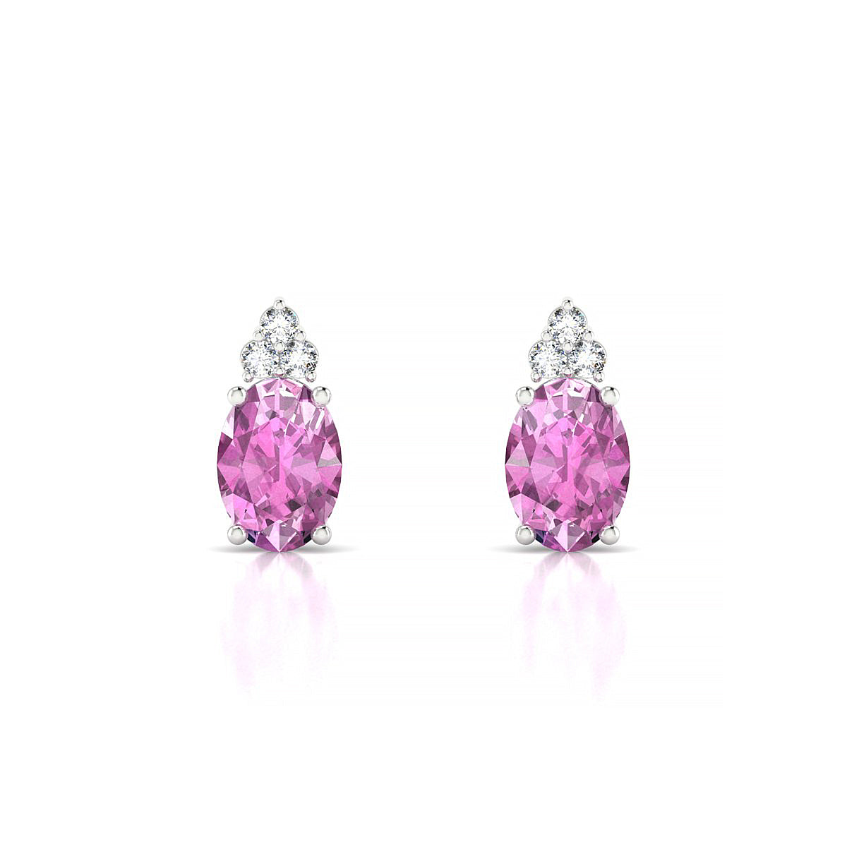 Mirage | 18k White Gold 7 x 5 mm Oval Pink Sapphire Earrings