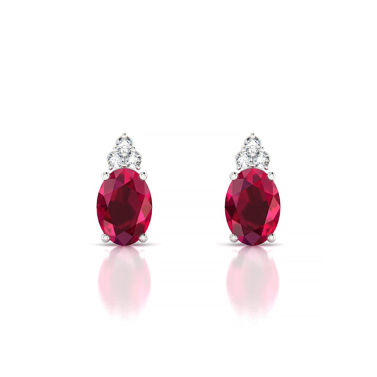 Mirage | 18k White Gold 7 x 5 mm Oval Ruby Earrings