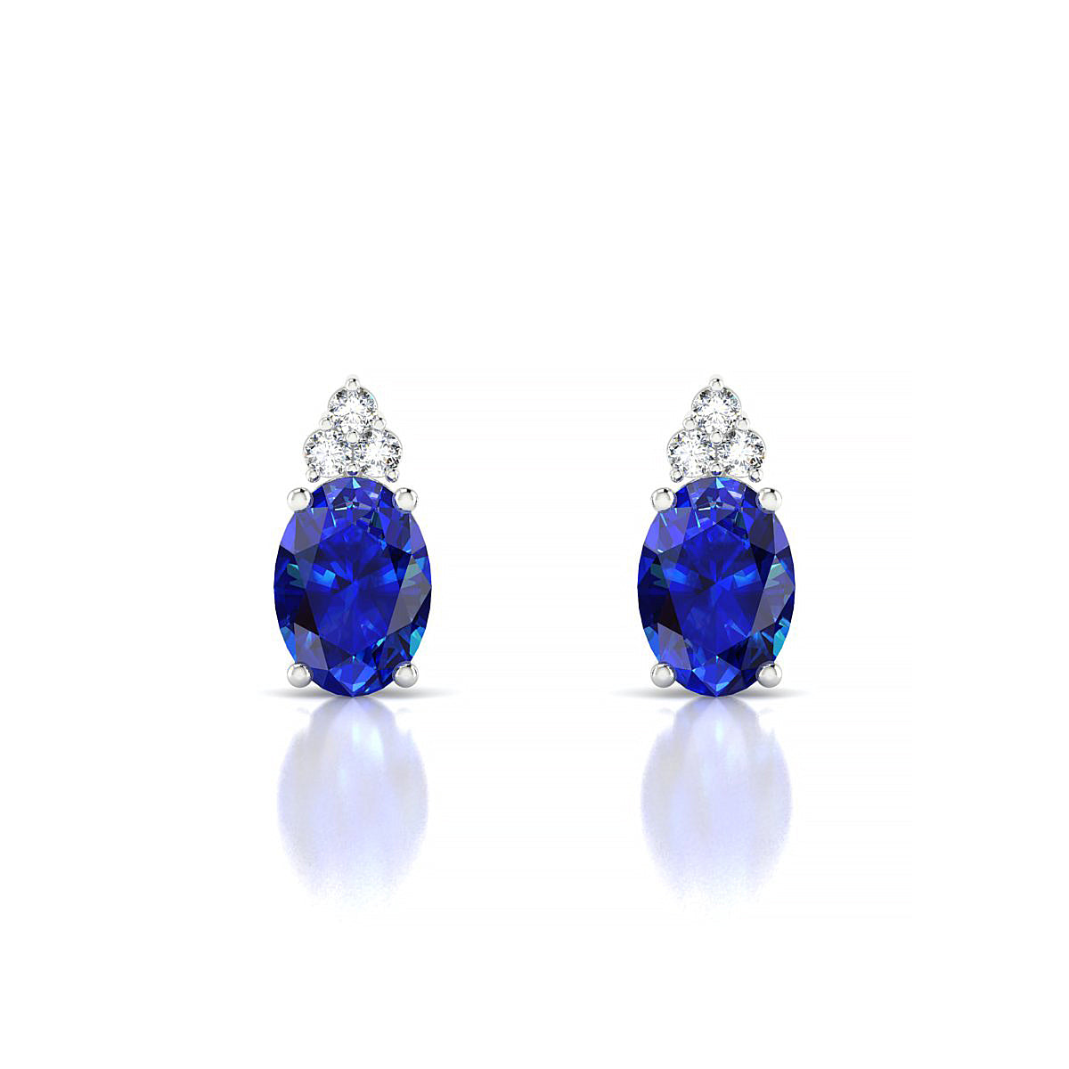 Mirage | 18k White Gold 7 x 5 mm Oval Sapphire Earrings