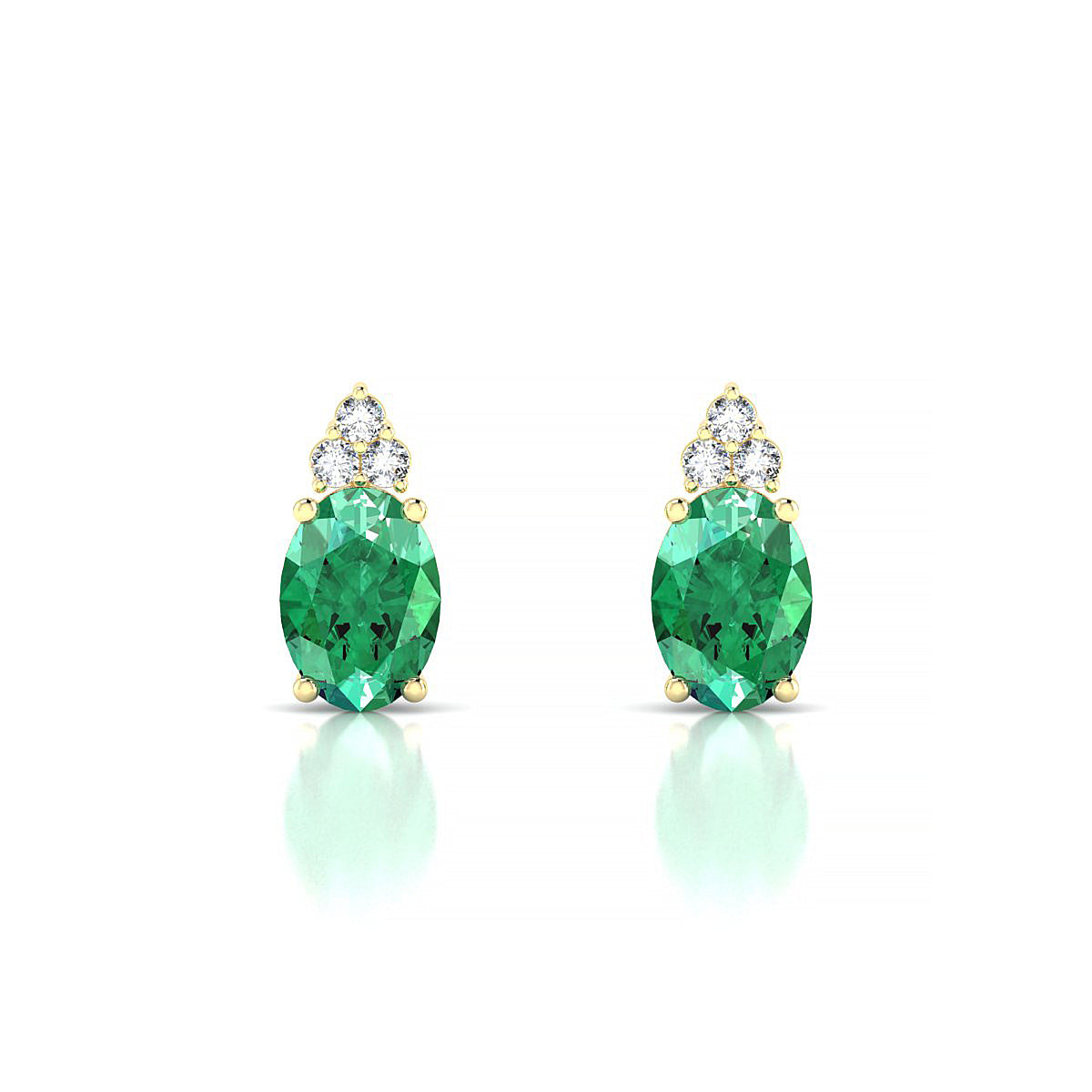 Mirage | 18k Yellow Gold 7 x 5 mm Oval Emerald Earrings