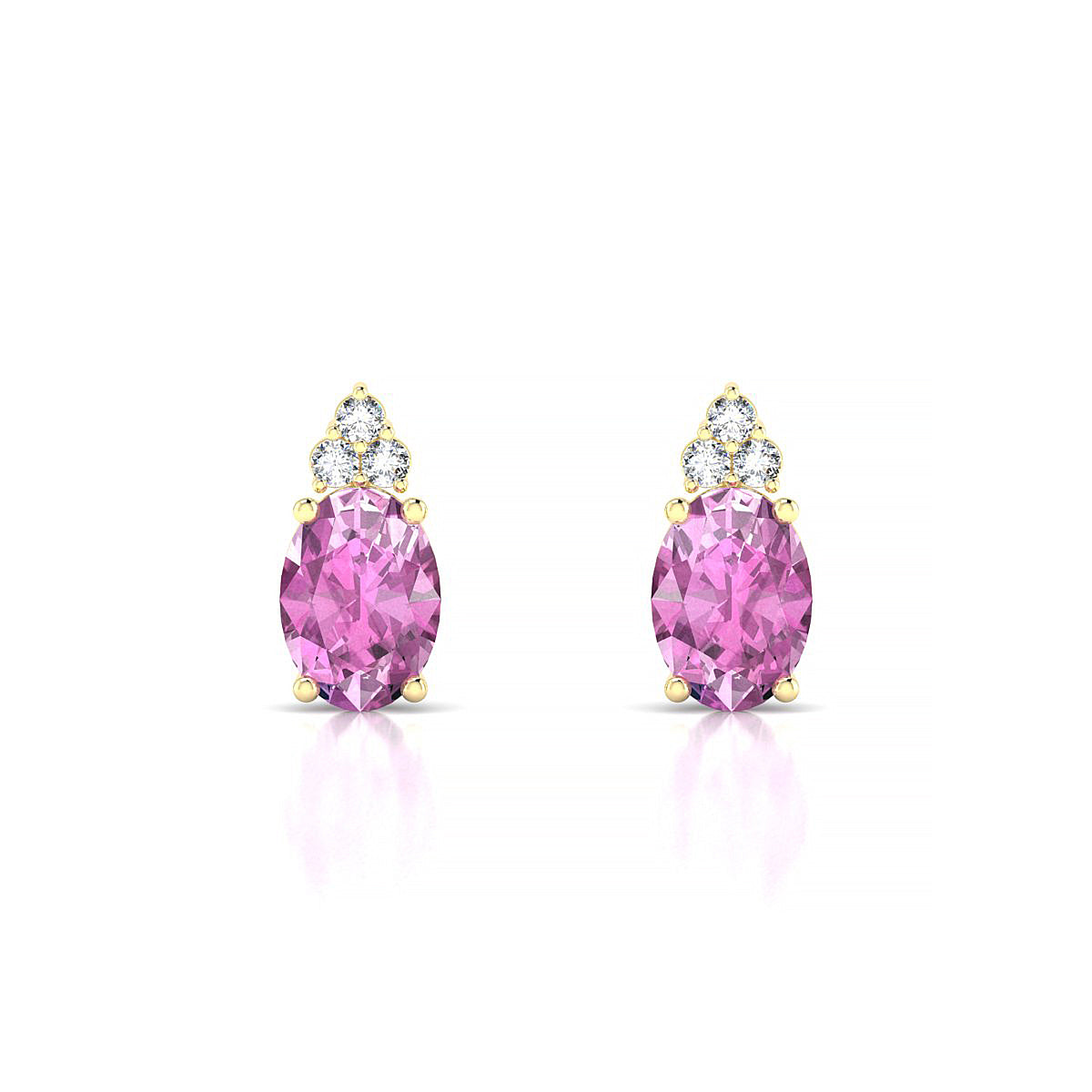 Mirage | 18k Yellow Gold 7 x 5 mm Oval Pink Sapphire Earrings