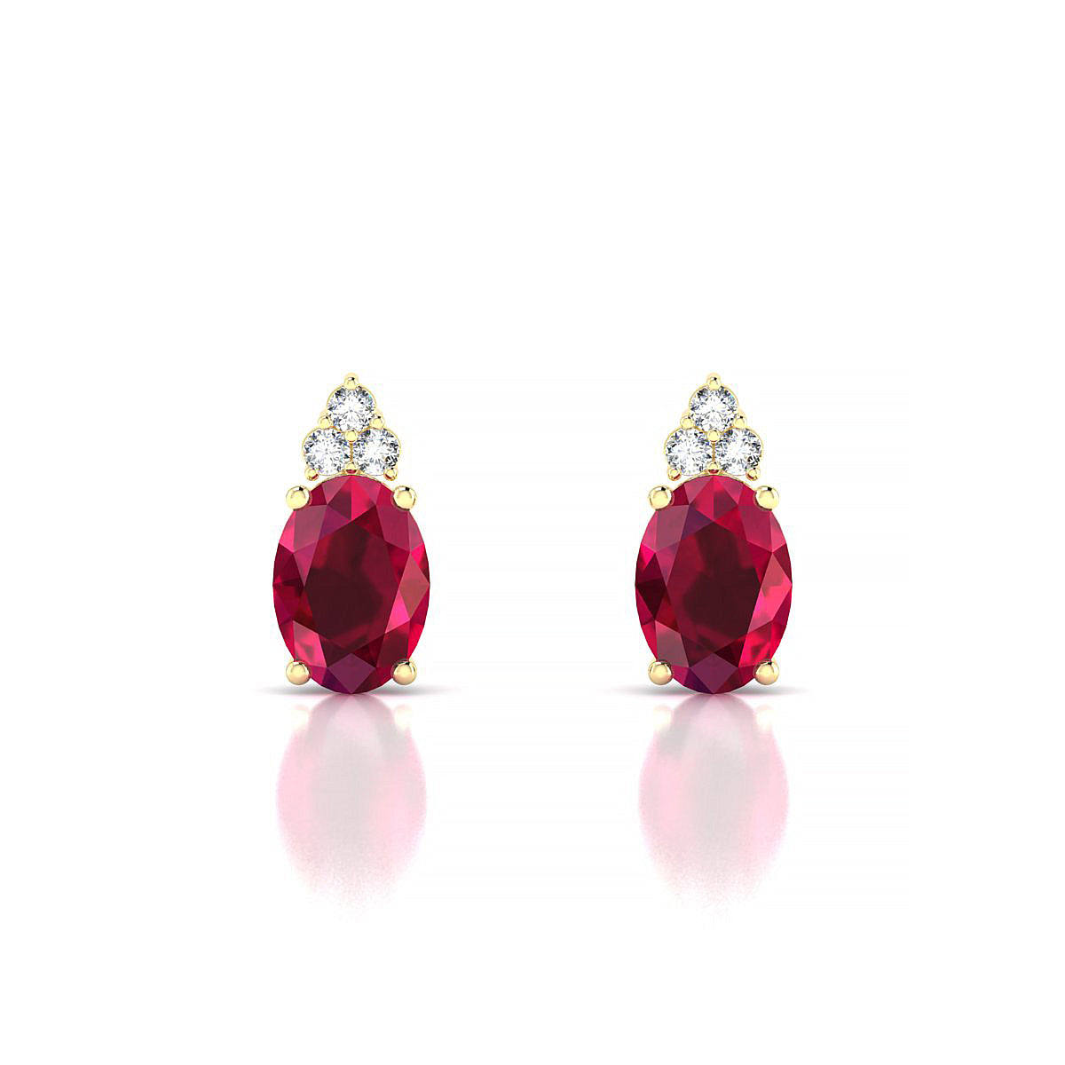 Mirage | 18k Yellow Gold 7 x 5 mm Oval Ruby Earrings