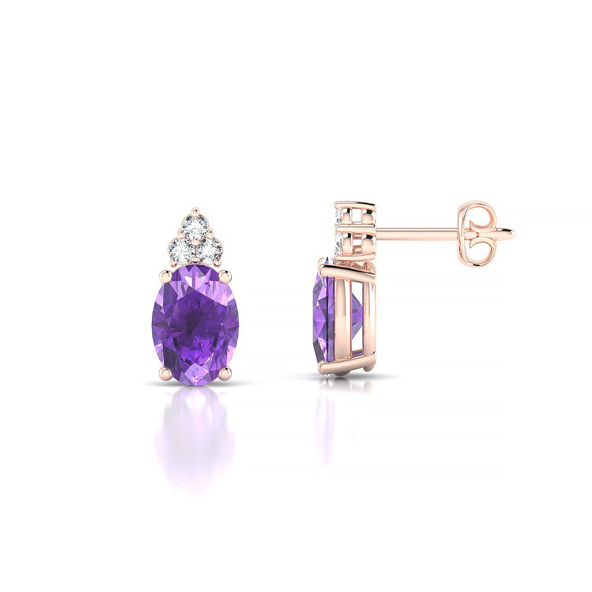Mirage | 18k Rose Gold 7 x 5 mm Oval Amethyst Earrings