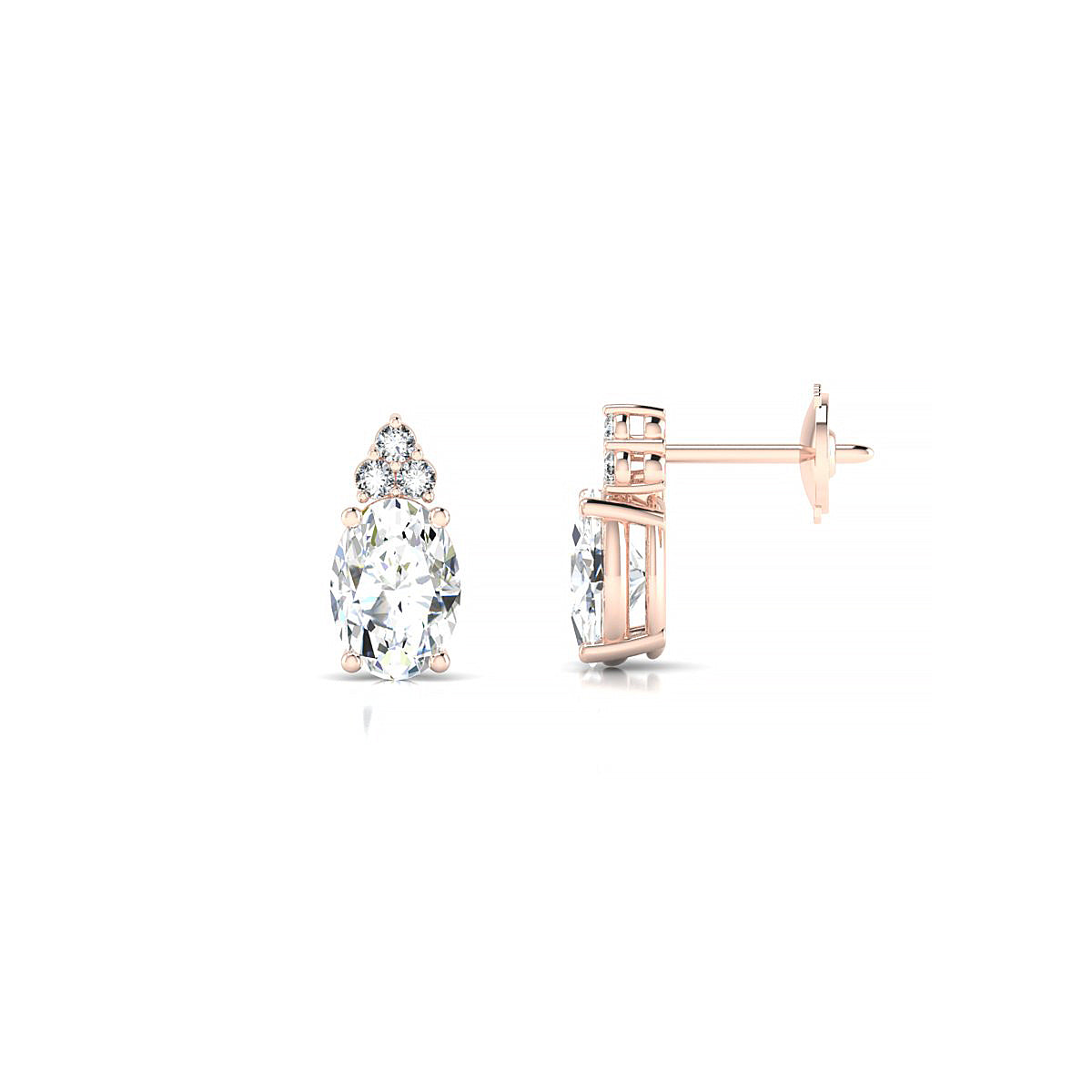 Mirage | 18k Rose Gold 7 x 5 mm Oval Diamond Earrings