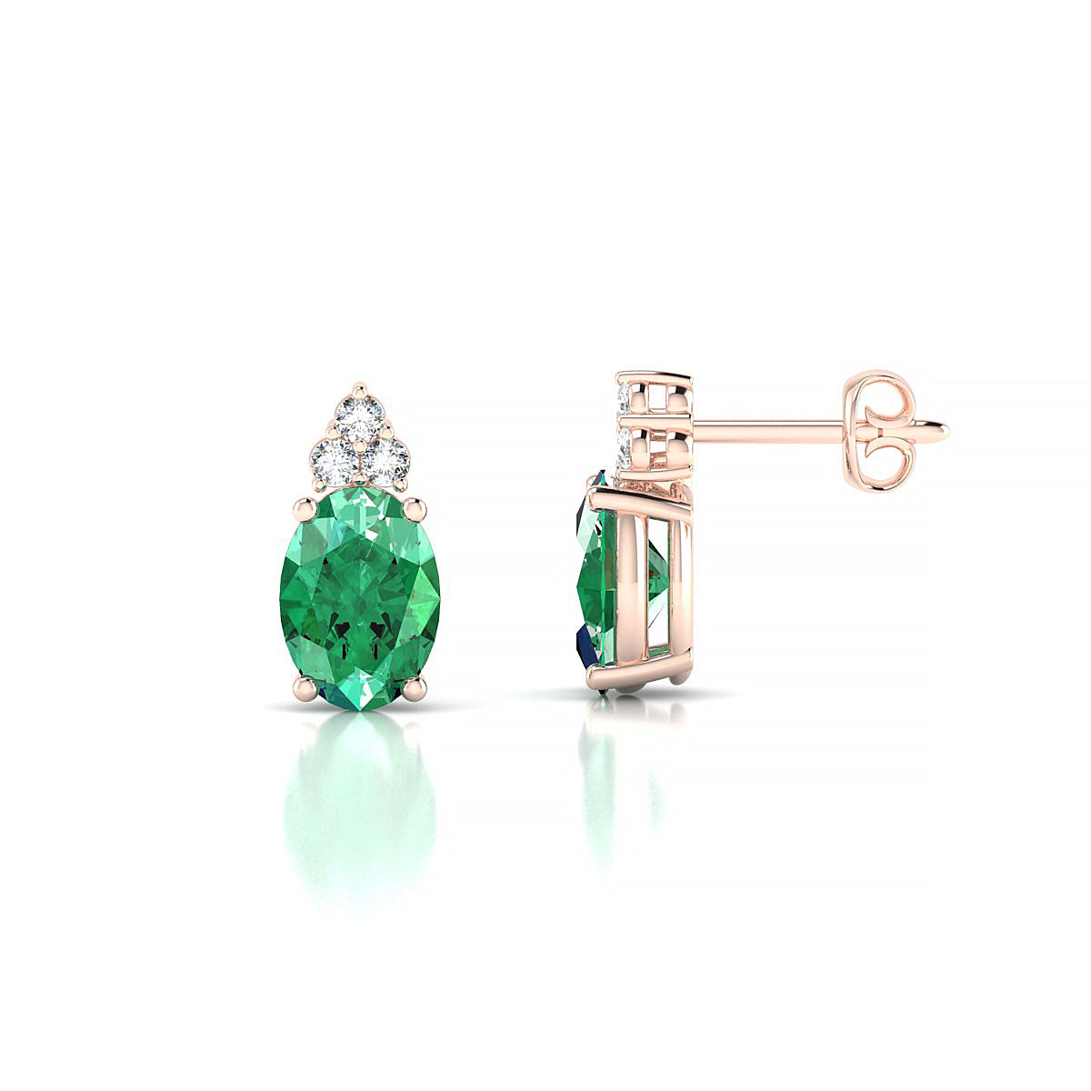 Mirage | 18k Rose Gold 7 x 5 mm Oval Emerald Earrings