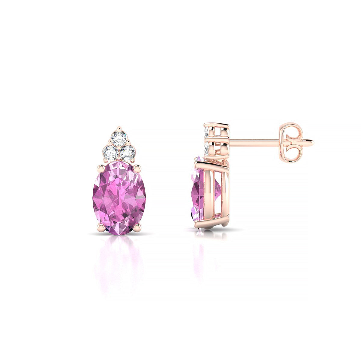 Mirage | 18k Rose Gold 7 x 5 mm Oval Pink Sapphire Earrings