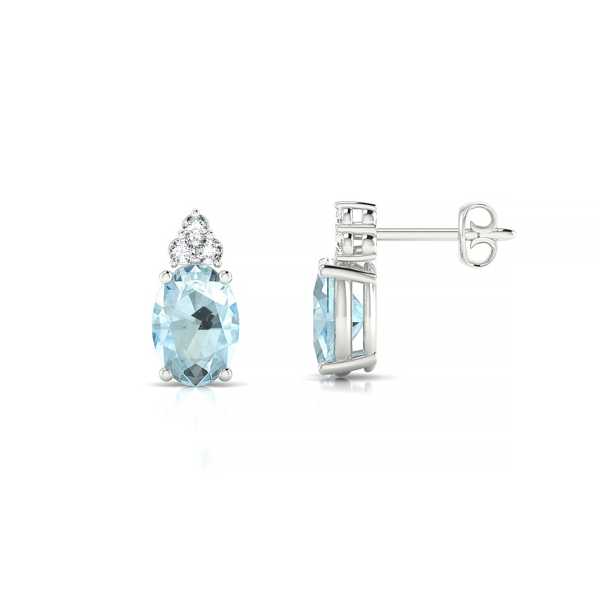 Mirage | 18k White Gold 7 x 5 mm Oval Aquamarine Earrings