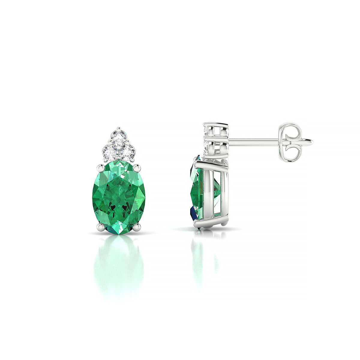 Mirage | 18k White Gold 7 x 5 mm Oval Emerald Earrings