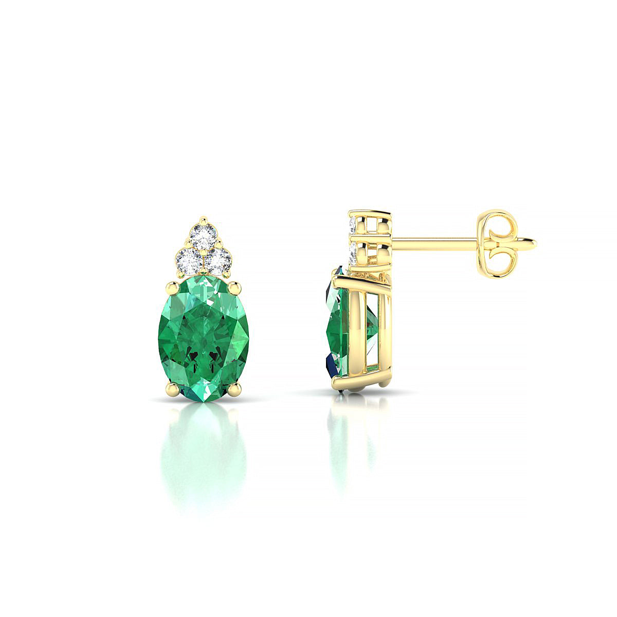Mirage | 18k Yellow Gold 7 x 5 mm Oval Emerald Earrings