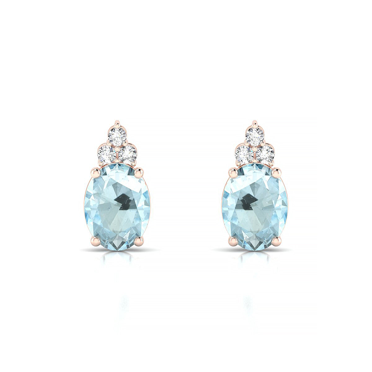 Mirage | 18k Rose Gold 8 x 6 mm Oval Aquamarine Earrings