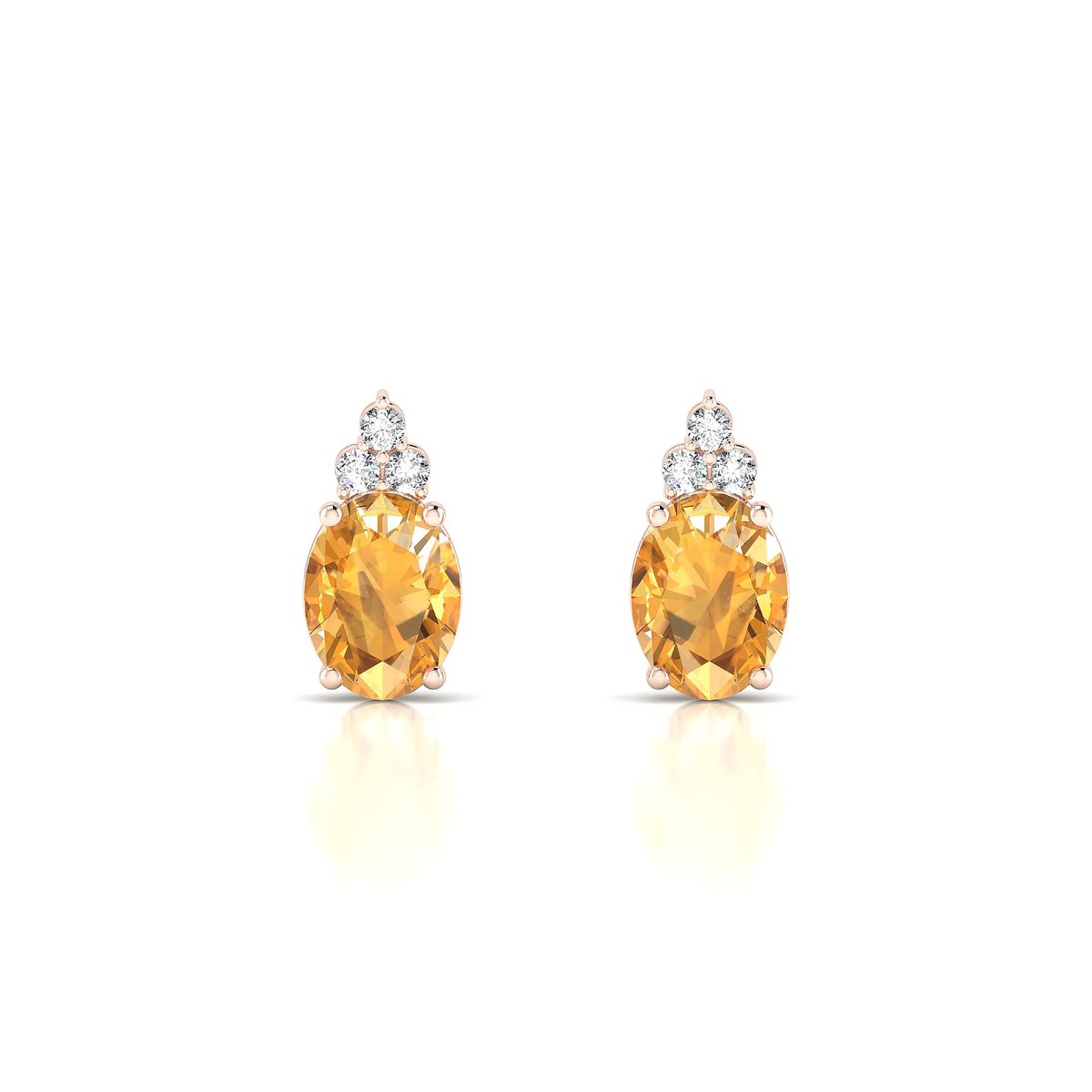 Mirage | 18k Rose Gold 8 x 6 mm Oval Citrine Earrings