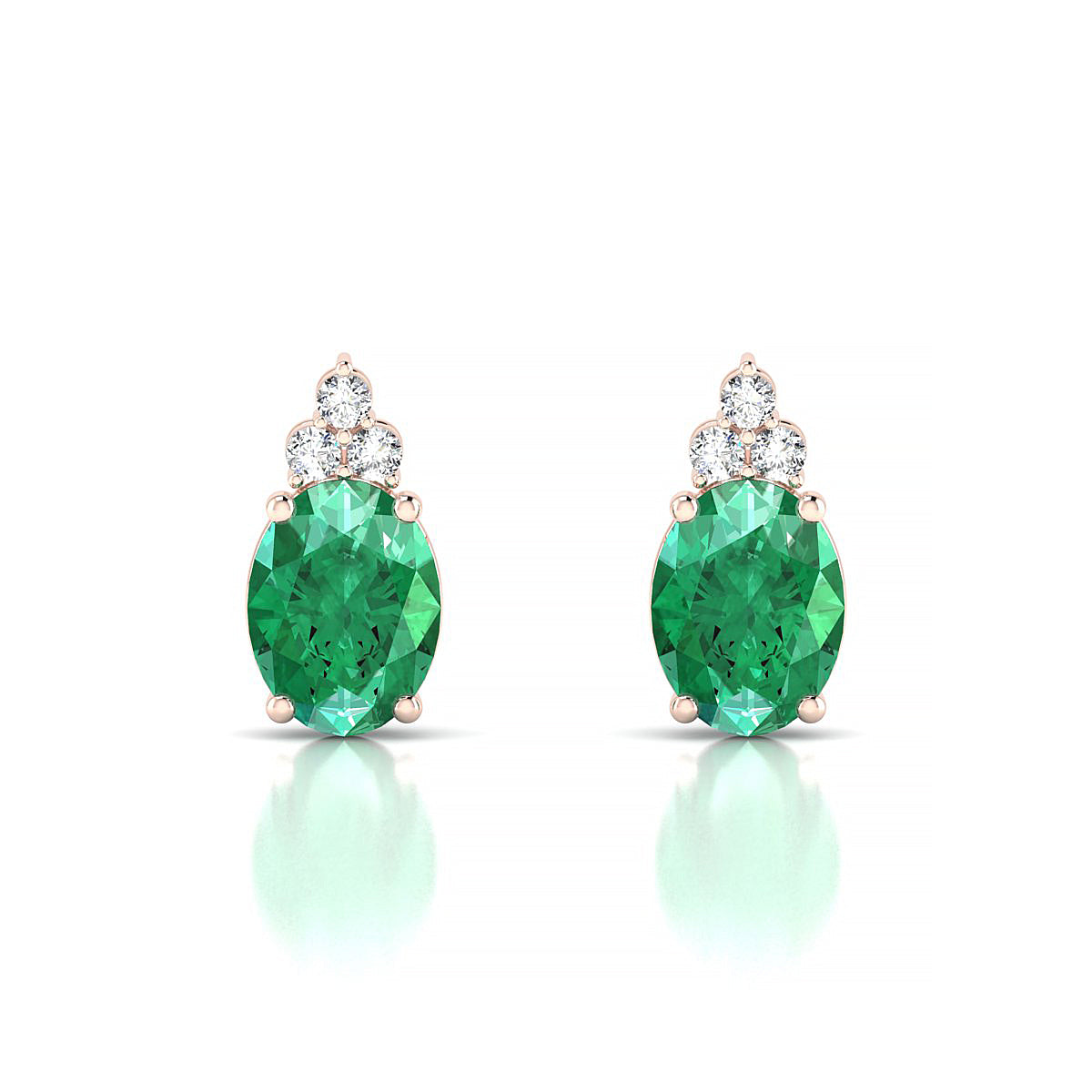 Mirage | 18k Rose Gold 8 x 6 mm Oval Emerald Earrings