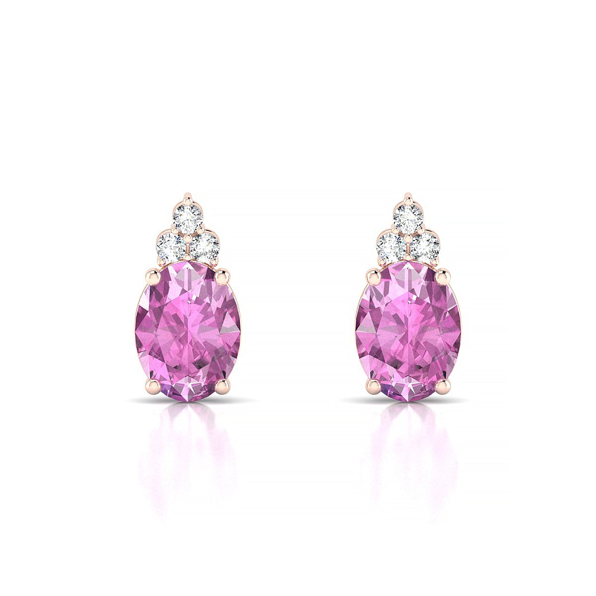 Mirage | 18k Rose Gold 8 x 6 mm Oval Pink Sapphire Earrings