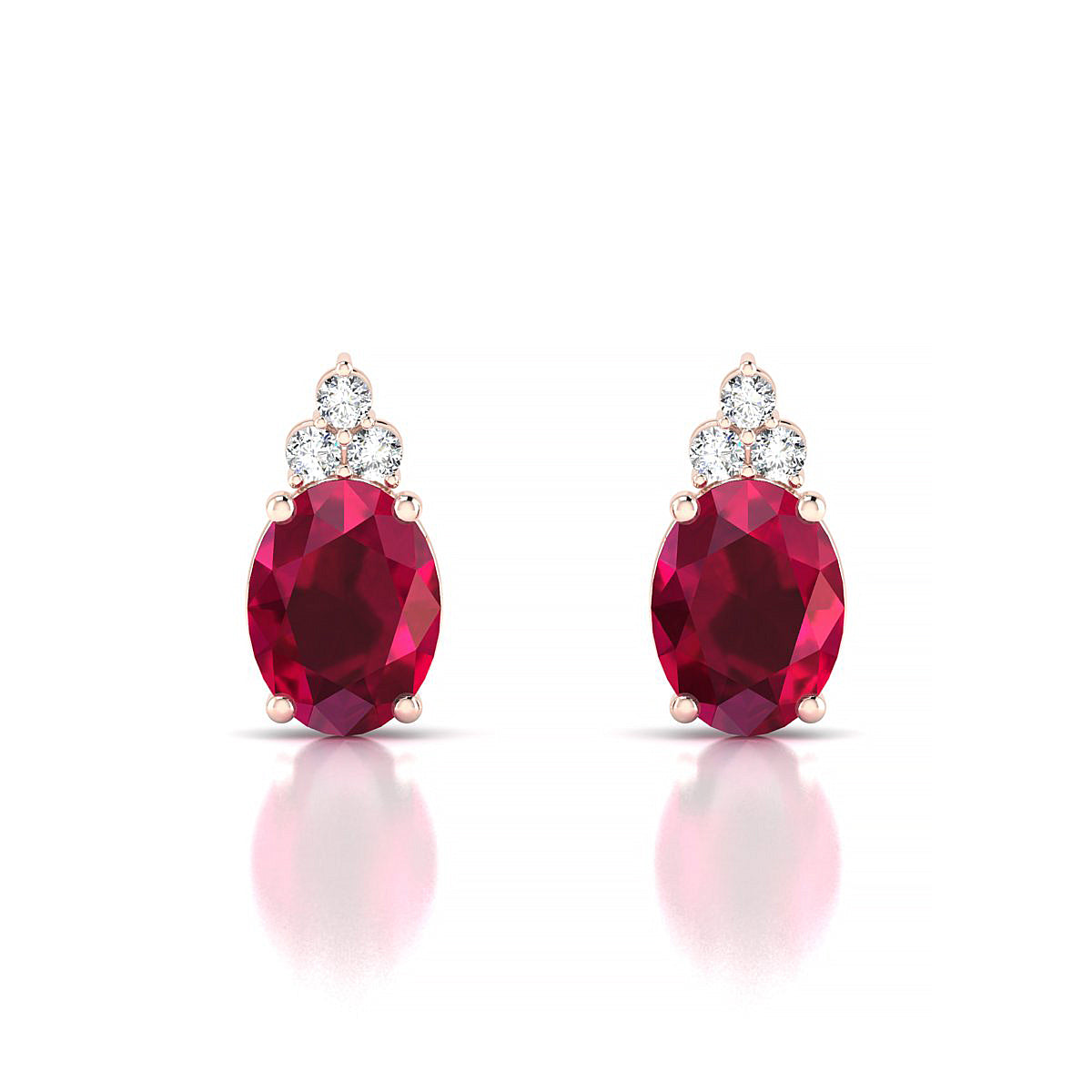 Mirage | 18k Rose Gold 8 x 6 mm Oval Ruby Earrings