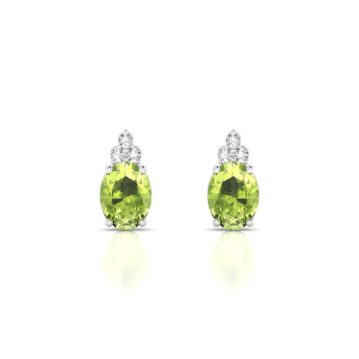 Mirage | 18k White Gold 8 x 6 mm Oval Peridot Earrings