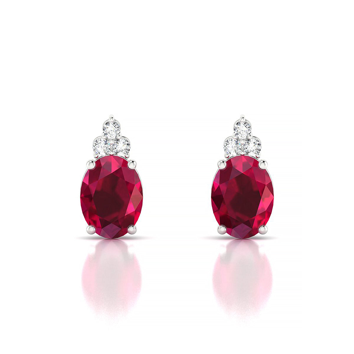 Mirage | 18k White Gold 8 x 6 mm Oval Ruby Earrings