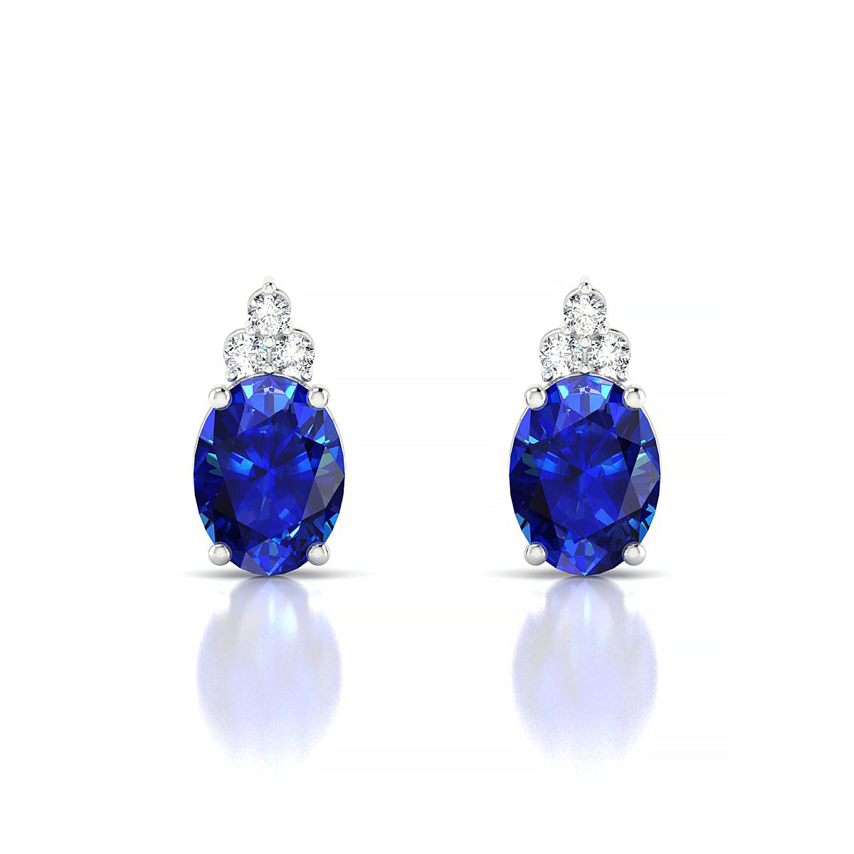 Mirage | 18k White Gold 8 x 6 mm Oval Sapphire Earrings