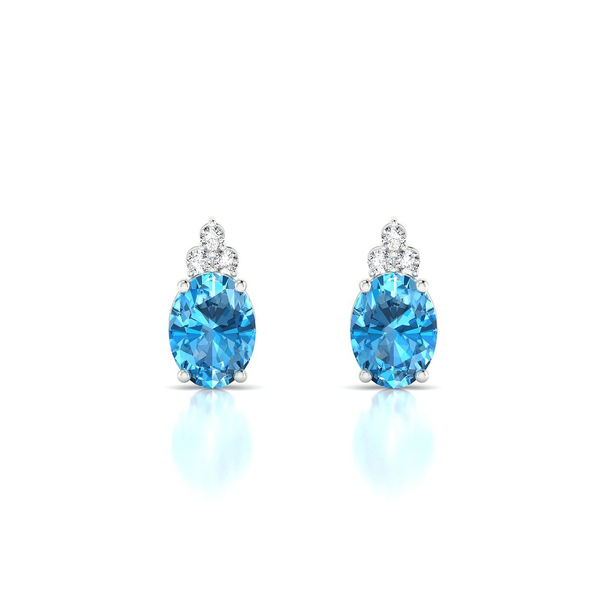 Mirage | 18k White Gold 8 x 6 mm Oval Topaz Earrings
