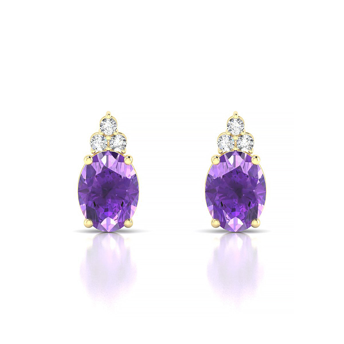 Mirage | 18k Yellow Gold 8 x 6 mm Oval Amethyst Earrings