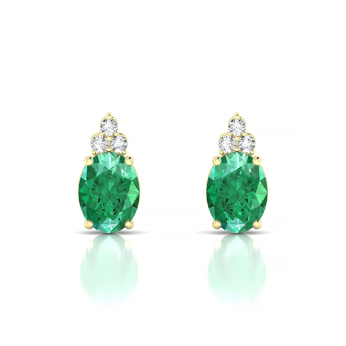 Mirage | 18k Yellow Gold 8 x 6 mm Oval Emerald Earrings