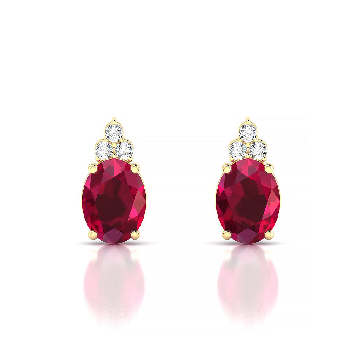 Mirage | 18k Yellow Gold 8 x 6 mm Oval Ruby Earrings
