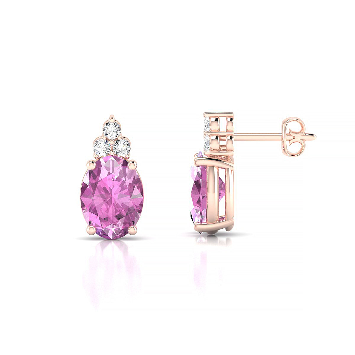 Mirage | 18k Rose Gold 8 x 6 mm Oval Pink Sapphire Earrings