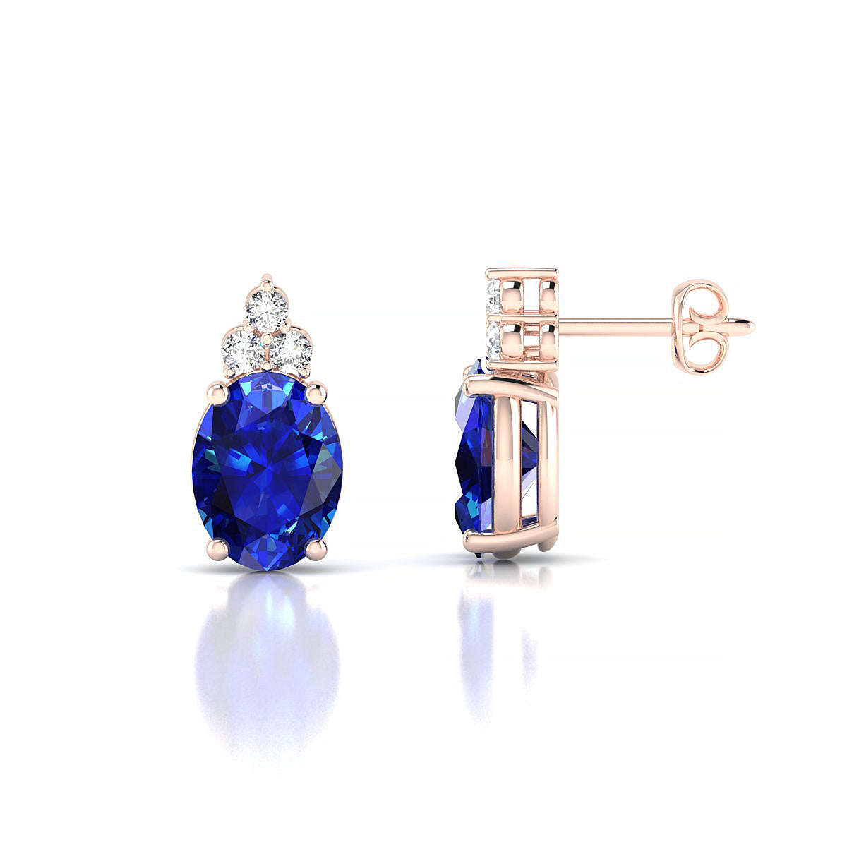Mirage | 18k Rose Gold 8 x 6 mm Oval Sapphire Earrings
