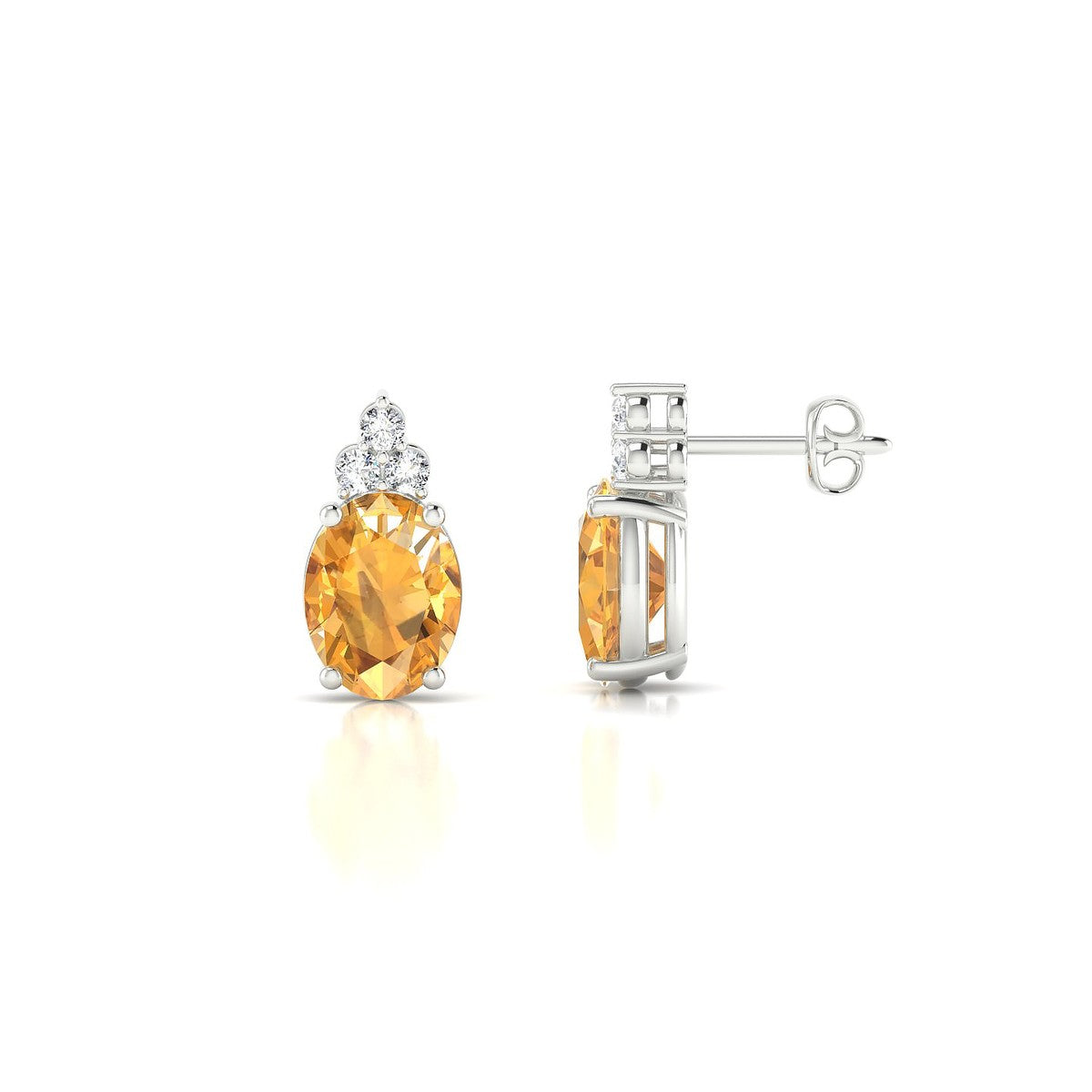 Mirage | 18k White Gold 8 x 6 mm Oval Citrine Earrings