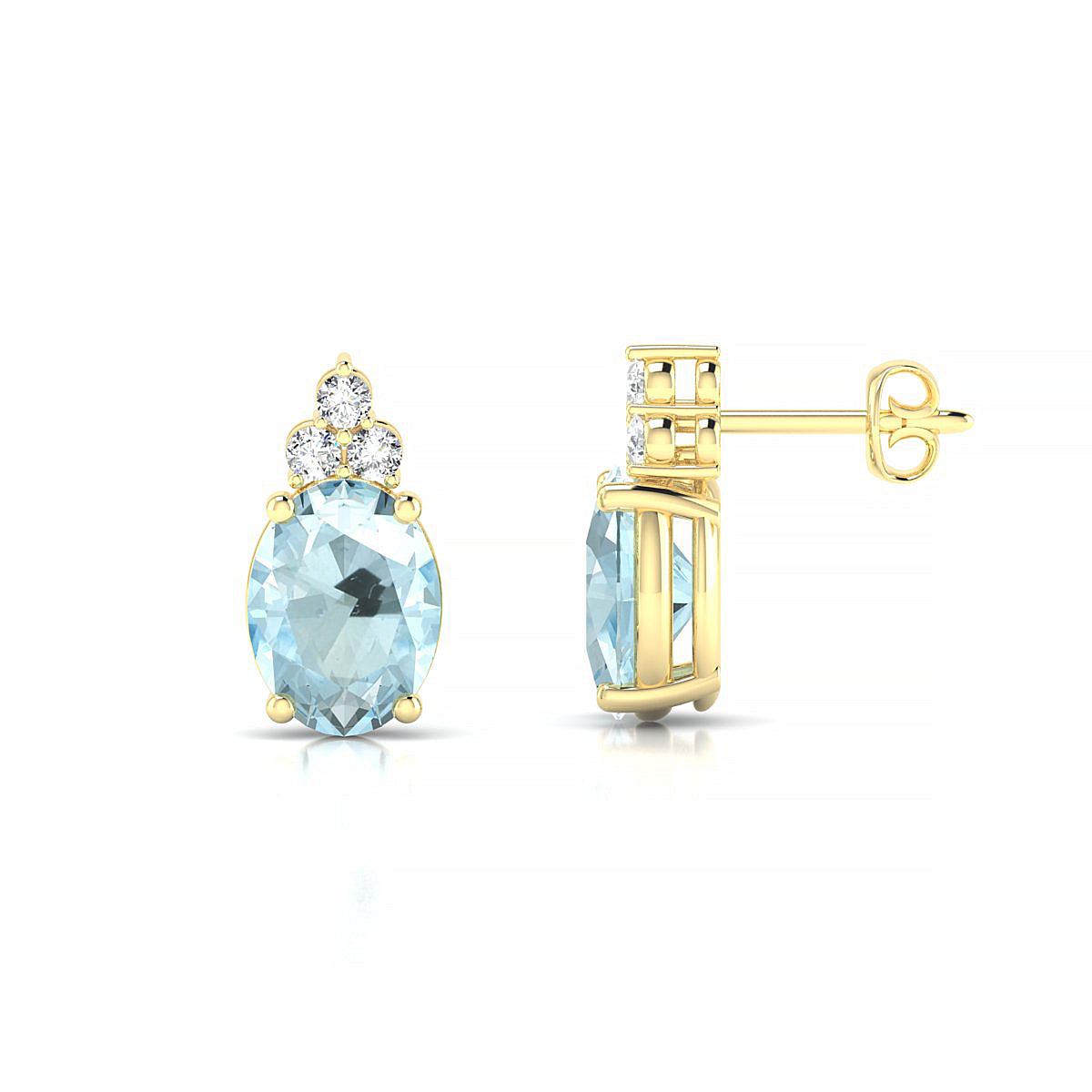 Mirage | 18k Yellow Gold 8 x 6 mm Oval Aquamarine Earrings