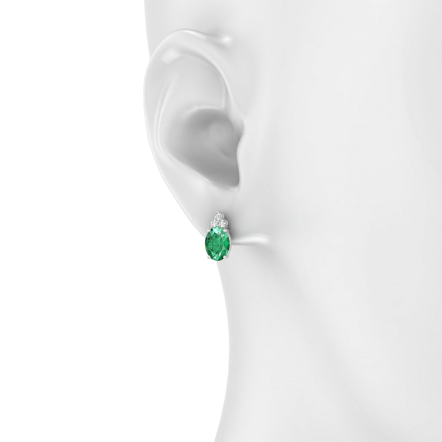 Mirage | 18k White Gold 8 x 6 mm Oval Emerald Earrings
