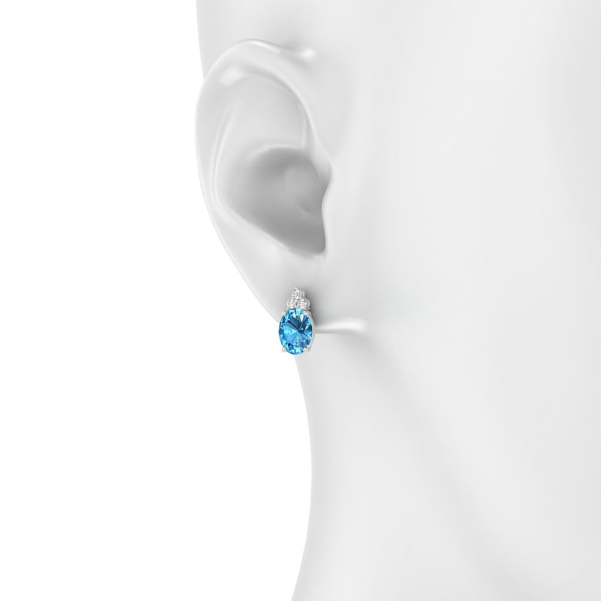 Mirage | 18k White Gold 8 x 6 mm Oval Topaz Earrings