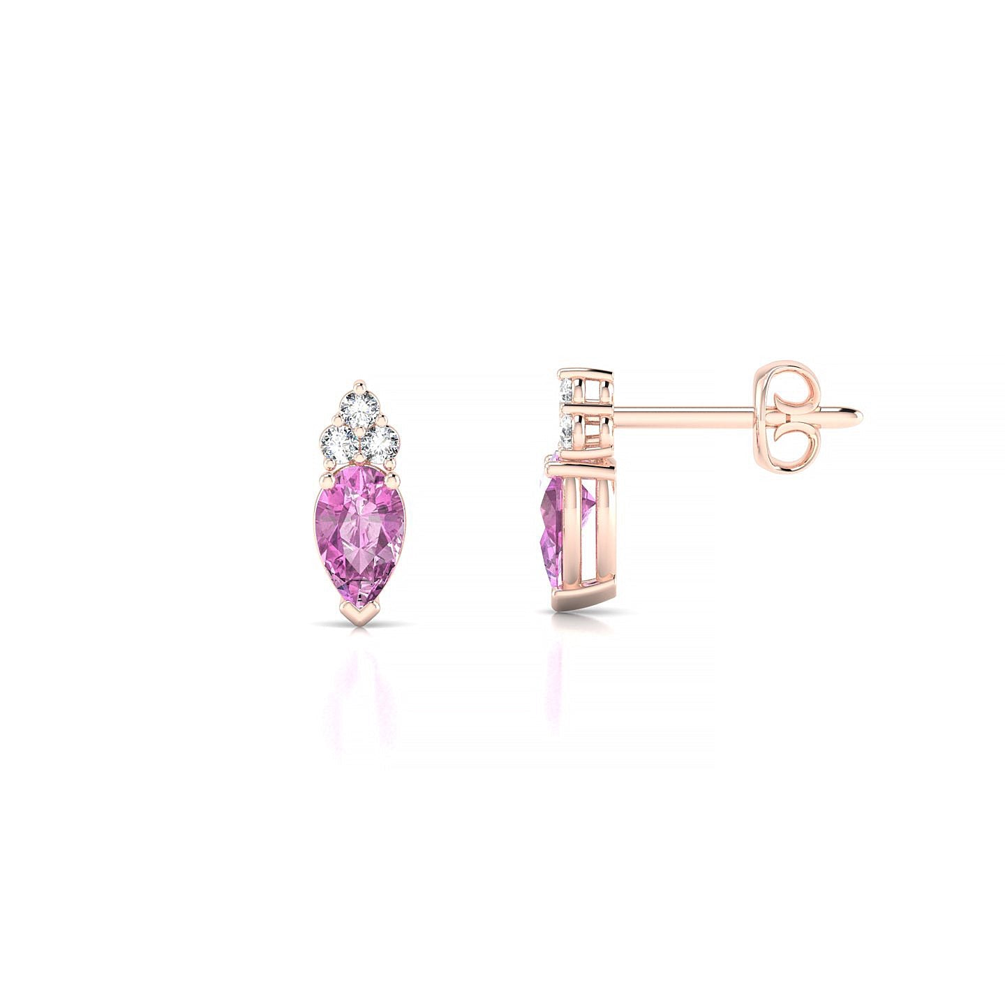 Mirage | 18k Rose Gold 5 x 3 mm Pear Pink Sapphire Earrings
