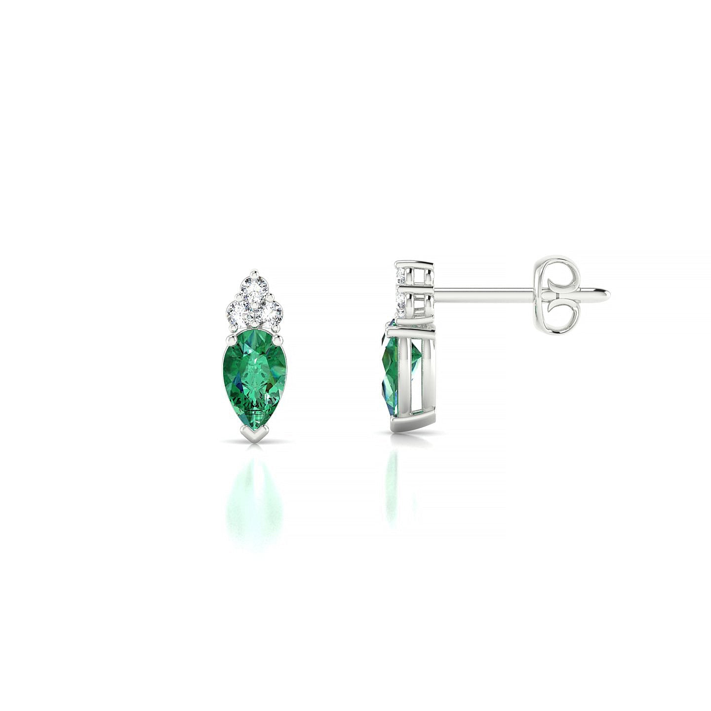 Mirage | 18k White Gold 5 x 3 mm Pear Emerald Earrings