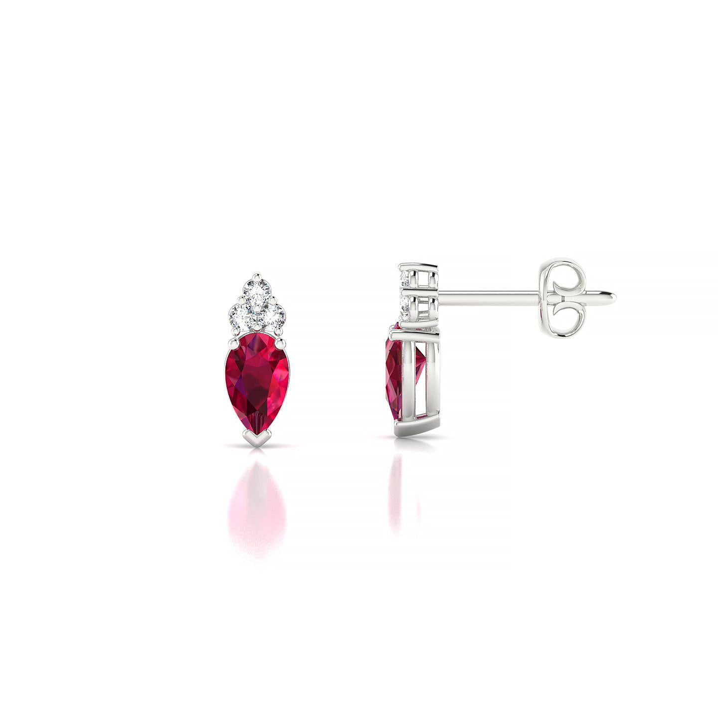 Mirage | 18k White Gold 5 x 3 mm Pear Ruby Earrings