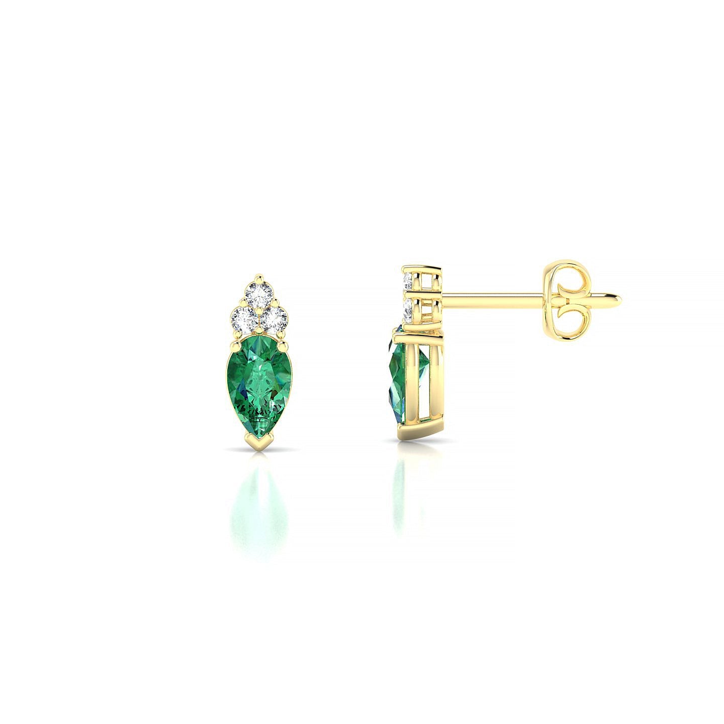 Mirage | 18k Yellow Gold 5 x 3 mm Pear Emerald Earrings