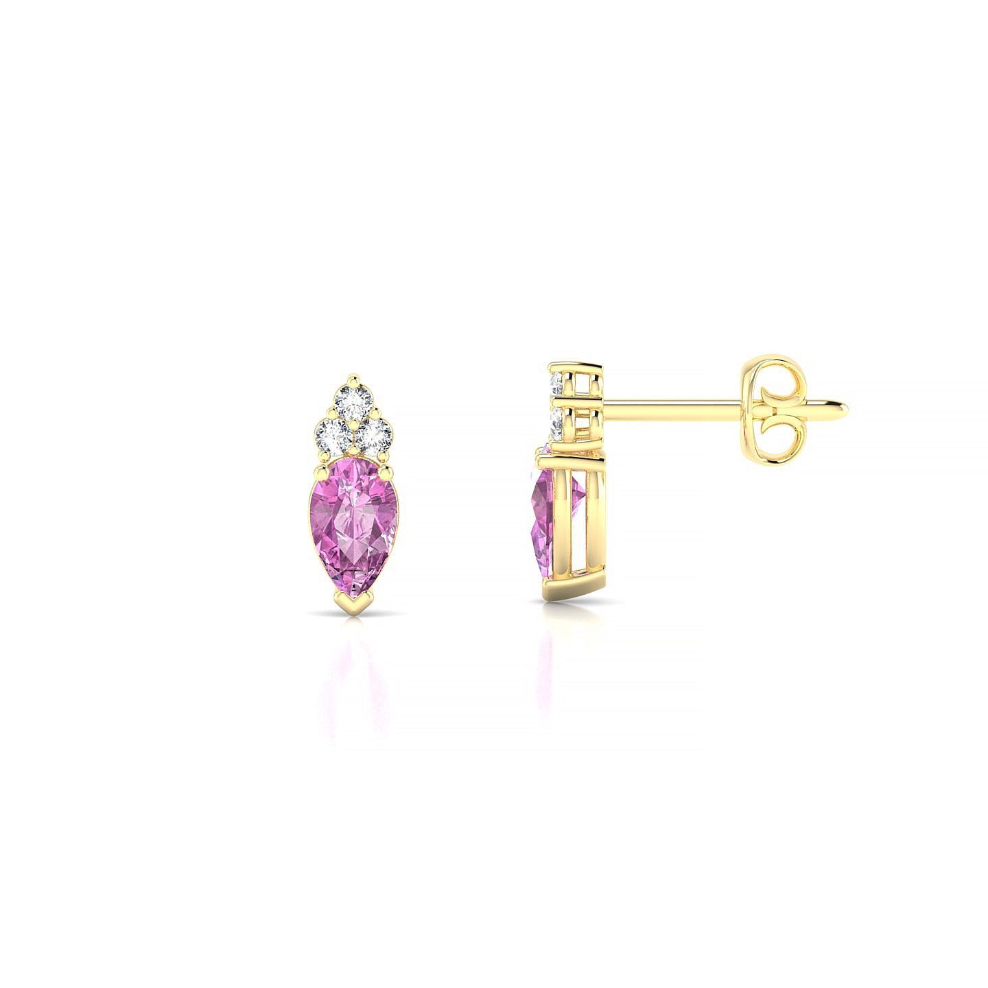 Mirage | 18k Yellow Gold 5 x 3 mm Pear Pink Sapphire Earrings