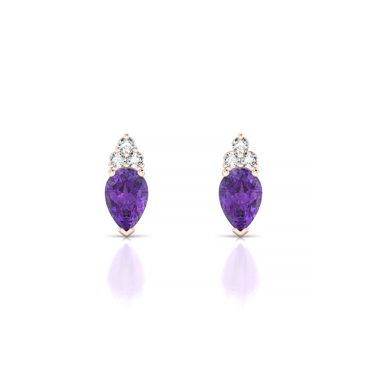Mirage | 18k Rose Gold 6 x 4 mm Pear Amethyst Earrings