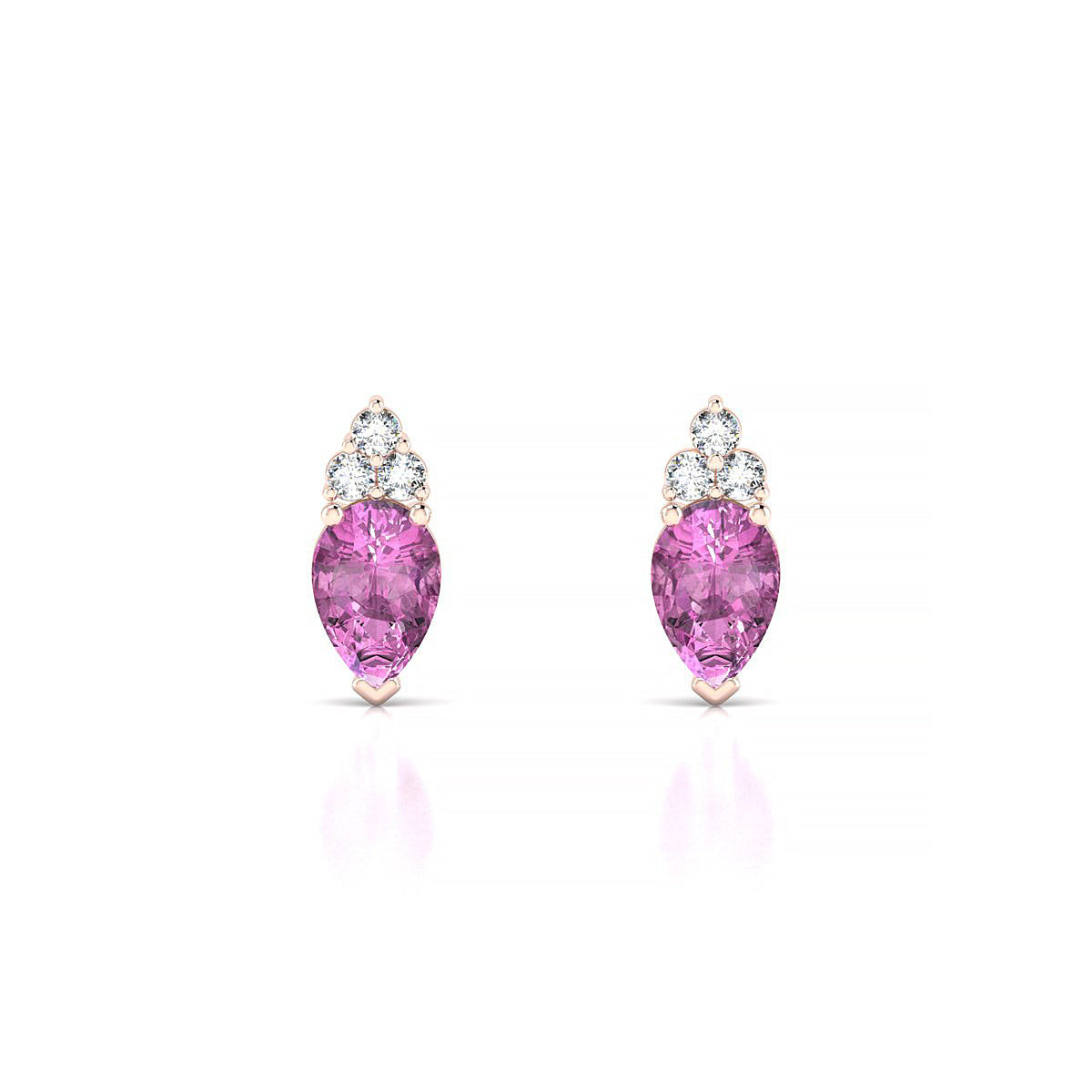 Mirage | 18k Rose Gold 6 x 4 mm Pear Pink Sapphire Earrings