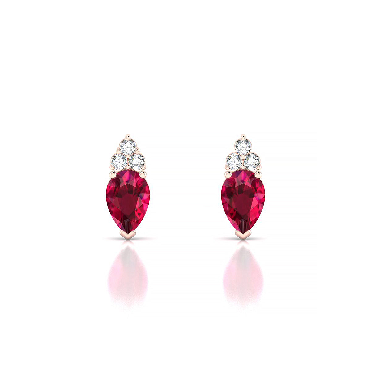 Mirage | 18k Rose Gold 6 x 4 mm Pear Ruby Earrings