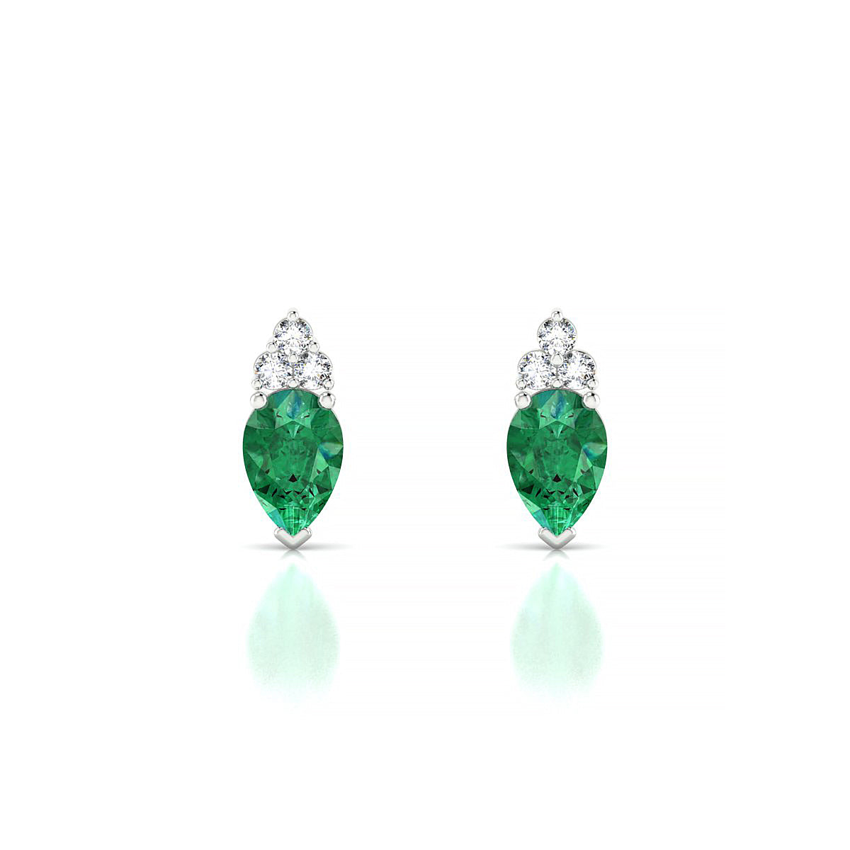 Mirage | 18k White Gold 6 x 4 mm Pear Emerald Earrings