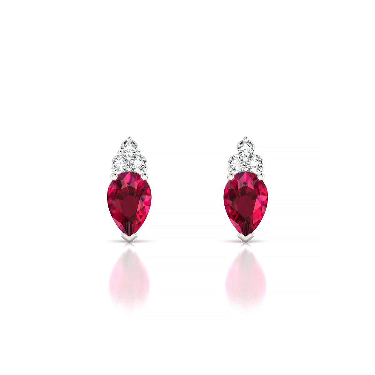 Mirage | 18k White Gold 6 x 4 mm Pear Ruby Earrings
